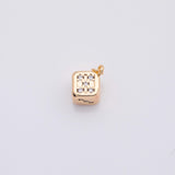 18K Gold PVD Mini Micro d Lucky Dice Mini Add-On Charm in Gold & | AC1036 AC1037 9mm 22K - Tarnish Resistant