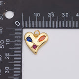18K Gold PVD heart charm 16x17mm valetine's day charm pendant charms - Tarnish Resistant