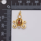 18K Gold PVD Dainty pumpkin carriage pendant in gold or fairytale inspired | fashion charm add on earring | n-871 16x19mm - Tarnish Resis