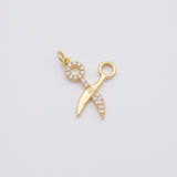 18K Gold PVD Scissors charm hairdresser charm - Tarnish Resistant