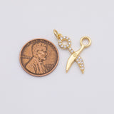 18K Gold PVD Scissors charm hairdresser charm - Tarnish Resistant