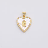 18K Gold PVD Jesus Mary mother of pearl charm - Tarnish Resistant