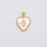 18K Gold PVD Jesus Mary mother of pearl charm - Tarnish Resistant