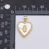 18K Gold PVD Jesus Mary mother of pearl charm - Tarnish Resistant