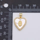 18K Gold PVD Jesus Mary mother of pearl charm - Tarnish Resistant