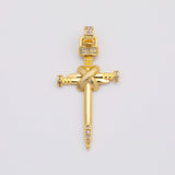 18K Gold PVD Cross charm Jesus nail charm - Tarnish Resistant