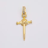 18K Gold PVD Cross charm Jesus nail charm - Tarnish Resistant