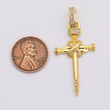 18K Gold PVD Cross charm Jesus nail charm - Tarnish Resistant