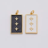 18K Gold PVD Enamel Black White Star Charm - Tarnish Resistant