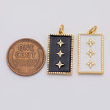 18K Gold PVD Enamel Black White Star Charm - Tarnish Resistant