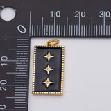 18K Gold PVD Enamel Black White Star Charm - Tarnish Resistant