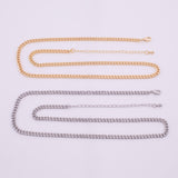 May include: Two necklaces with curb chain links. One is gold-toned, the other is silver-toned. Both have adjustable lengths and lobster claw clasps. The jewelry is displayed on a white background.