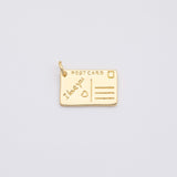 18K Gold pvd PostCard- 12x18mm- 22k charms pendant charms - Tarnish Resistant