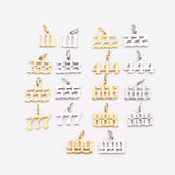 18K Gold PVD Tiny angel number tag charm gold dainty lucky number pendant 111, 222, 333, 444, 555, 666, 777, 888, 999 ag606 - Tarnish Resi
