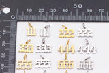 18K Gold PVD Tiny angel number tag charm gold dainty lucky number pendant 111, 222, 333, 444, 555, 666, 777, 888, 999 ag606 - Tarnish Resi