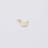18K Gold PVD Butterfly Charm White Enamel 6x9mm - Tarnish Resistant