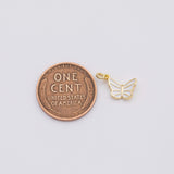 18K Gold PVD Butterfly Charm White Enamel 6x9mm - Tarnish Resistant
