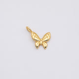 18K Gold pvd line-textured butterfly mini charm | ag-701 20.3mm x 15.5mm x 2.4mm - Tarnish Resistant