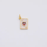 18K Gold PVD Playing Card- A Heart 9x14 22k charms pendant charms - Tarnish Resistant