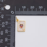 18K Gold PVD Playing Card- A Heart 9x14 22k charms pendant charms - Tarnish Resistant