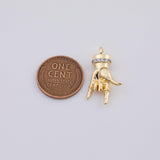 18K Gold PVD rock on rocker- rock roll h symbol charm - 14x25mm - Tarnish Resistant