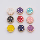 18K Gold PVD 10mm enamel heart smile face bead, emoji bead, happy face, gold cute spacer bead, , | b-603~b-612 - Tarnish Resistant