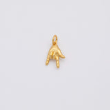 18K Gold PVD Peace sign rock h sign language charm - Tarnish Resistant