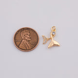 18K Gold PVD Whale tail dolphin mermaid tail charm - Tarnish Resistant