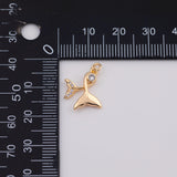 18K Gold PVD Whale tail dolphin mermaid tail charm - Tarnish Resistant