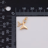 18K Gold PVD Whale tail dolphin mermaid tail charm - Tarnish Resistant