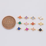 18K Gold PVD 5mm birthstone connectors solitaire diamond square connector charms round made in usa - Tarnish Resistant