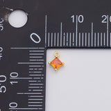 18K Gold PVD 5mm birthstone connectors solitaire diamond square connector charms round made in usa - Tarnish Resistant