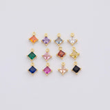 18K Gold PVD 5mm birthstone charm solitaire diamond square charms round made in usa - Tarnish Resistant