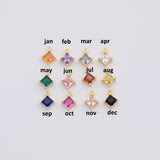 18K Gold PVD 5mm birthstone charm solitaire diamond square charms round made in usa - Tarnish Resistant