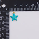 18K Gold PVD starfish charms 14mm turquoise enamel pendant charms - Tarnish Resistant