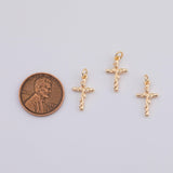 18K Gold PVD Rose Flower Cross Charm | AG-732 10x16mm - Tarnish Resistant