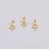 18K Gold PVD Sun splatter sunburst charm 10x15mm sun burst 22k pendant charms - Tarnish Resistant