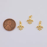 18K Gold PVD small fleur dis lis charm 13x10mm new orleans french - Tarnish Resistant