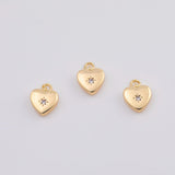 18K Gold PVD 6mm Heart Charm Heart Charms Cubic Zirconia Star | AG196 - Tarnish Resistant