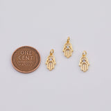 18K Gold PVD dainty hamsa evil eye charm 7x12mm h of fatima pendant charms - Tarnish Resistant