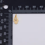 18K Gold PVD dainty hamsa evil eye charm 7x12mm h of fatima pendant charms - Tarnish Resistant