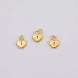 18K Gold pvd lock heart charm 11x13mm pendant charms - Tarnish Resistant