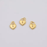 18K Gold PVD lock heart charm 11x13mm pendant charms - Tarnish Resistant