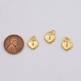 18K Gold PVD lock heart charm 11x13mm pendant charms - Tarnish Resistant