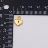 18K Gold PVD lock heart charm 11x13mm pendant charms - Tarnish Resistant