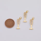 18K Gold pvd Dainty Cubic Glass Champagne / Bubbly Sparkling Wine Martini Glass New Year Party Inspired N-381 / N-382 7x20mm - Tarnish Re