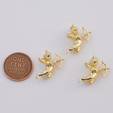 18K Gold PVD Flying Cupid 19x20mm Charm Gold Cherub Bow Arrow Angel Charm Pendant Valentine Pendant AC316 - Tarnish Resistant