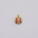 18K Gold PVD Baseball Charm, Ball Charm, Baseball Player Gift Sports Fan Dainty Small Micro Charm CH-1756 12mm - Tarnish Resistant