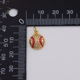 18K Gold PVD Baseball Charm, Ball Charm, Baseball Player Gift Sports Fan Dainty Small Micro Charm CH-1756 12mm - Tarnish Resistant
