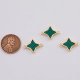 18K Gold PVD Malachite Star Connector Charm Charms Connectors 13x18mm - Tarnish Resistant